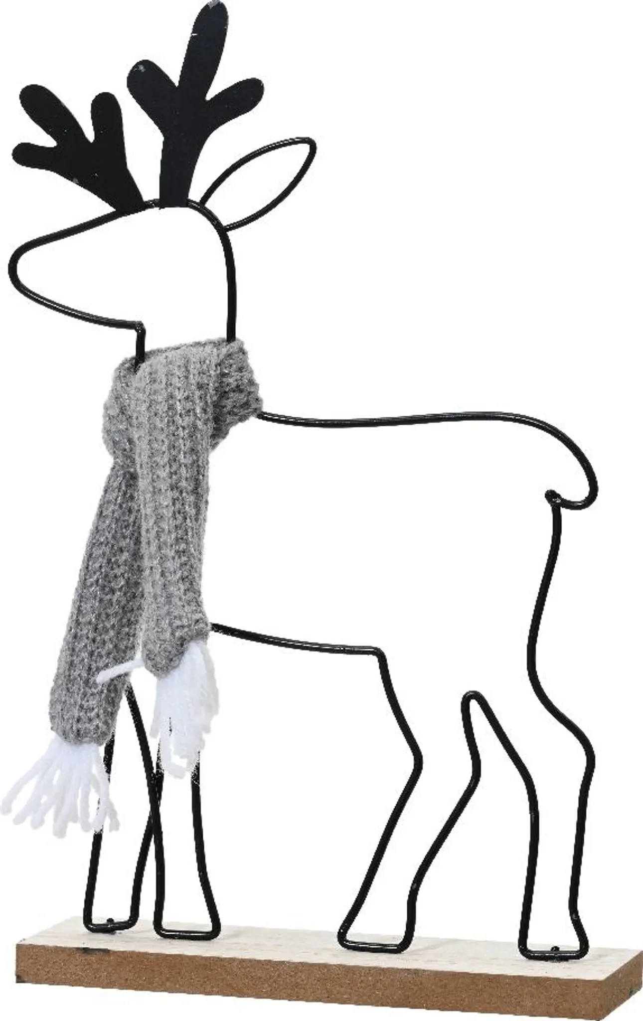 Dekofigur Hirsch mit Schal – 29 cm, Metall, Schwarz